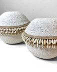 Cowrie Shell / Beaded Tea Lights - Off White