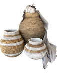 Buhera Baskets - White Stripe - eyahomeliving