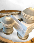 NEW - SHELL / Beaded Tea Lights - SILVER - eyahomeliving