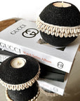 NEW - SHELL / Beaded Tea Lights - Black - eyahomeliving