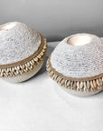Cowrie Shell / Beaded Tea Lights - Off White