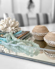 Ghanaian Glass Beads Imported - Clear/Aqua - eyahomeliving