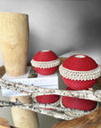 Beaded/Shell Tea Lights - RED - eyahomeliving