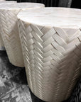 Moroccan Resin & Bone Inlay Side Table - White