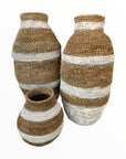 Buhera Baskets - White Stripe - eyahomeliving