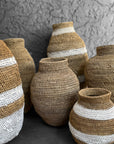 Buhera Baskets - White Stripe - eyahomeliving