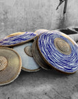 African Beaded Shield - Blue Mesh - eyahomeliving