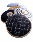 African Beaded Shield - Scallop Black/White - eyahomeliving
