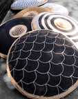 African Beaded Shield - Scallop Black/White - eyahomeliving