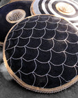 African Beaded Shield - Scallop Black/White - eyahomeliving