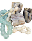 Ghanaian Glass Beads Imported - Clear/Aqua - eyahomeliving
