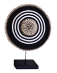 African Beaded Shield - Bulls Eye B/W - White Ring - eyahomeliving