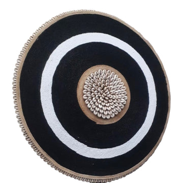 African Beaded Shield - Bullseye B/W - eyahomeliving