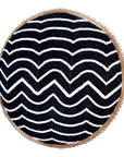 African Beaded Shield - "Wave" Black/White - eyahomeliving