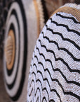 African Beaded Shield - "Wave" Black/White - eyahomeliving