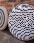 African Beaded Shield - "Wave" Black/White - eyahomeliving