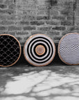African Beaded Shield - "Wave" Black/White - eyahomeliving