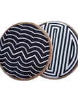 African Beaded Shield - "Wave" Black/White - eyahomeliving