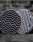 African Beaded Shield - "Wave" Black/White - eyahomeliving