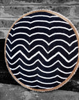 African Beaded Shield - "Wave" Black/White - eyahomeliving