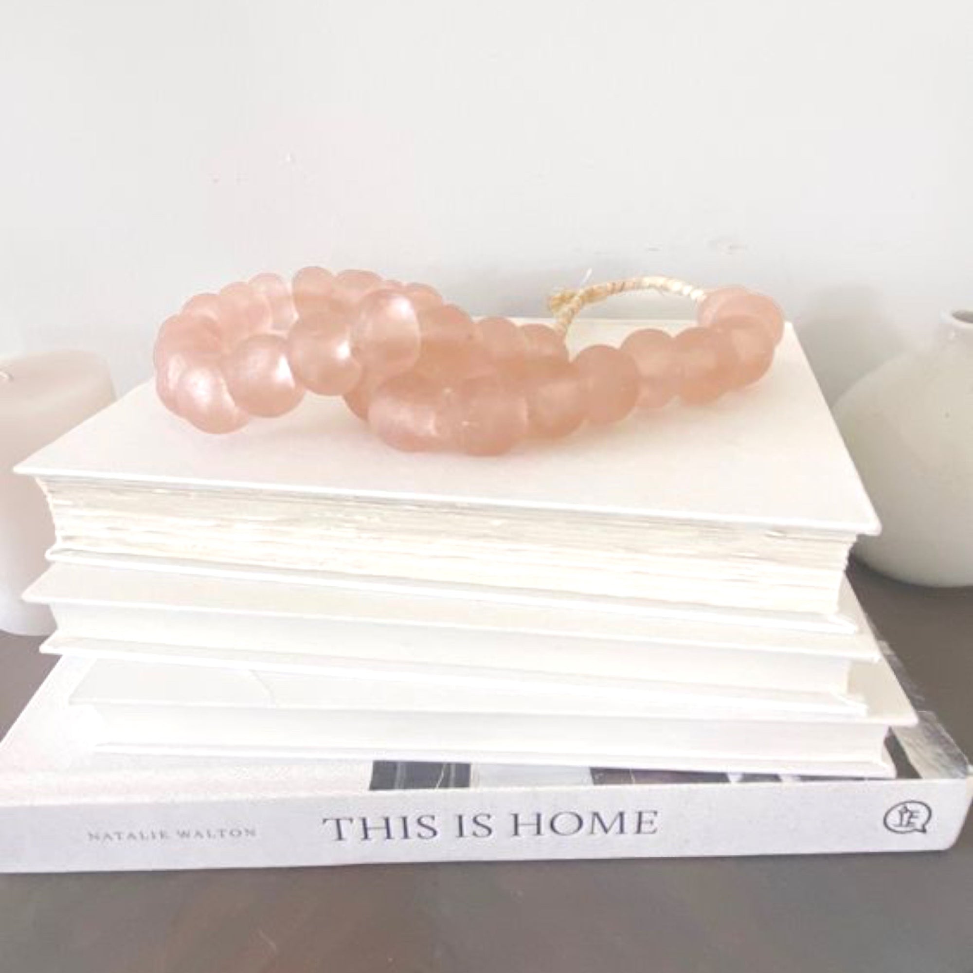 Ghanaian Glass Beads  - Rose/Blush - eyahomeliving