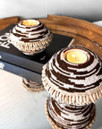 NEW - SHELL / Beaded Tea Lights - White/Copper - eyahomeliving
