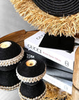 NEW - SHELL / Beaded Tea Lights - Black - eyahomeliving