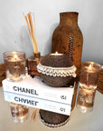 NEW - SHELL / Beaded Tea Lights - GOLD - eyahomeliving