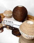 Manila Rope and Cowrie Shell Tea Lights - Natural