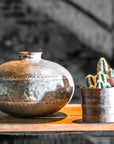 Antique Riveted Metal Water Pot - INDIA