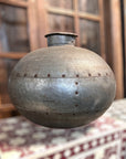 Antique Riveted Metal Water Pot - INDIA