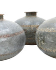 Antique Riveted Metal Water Pot - INDIA