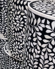 Moroccan Resin & Bone Inlay Side Table - Black Twirl