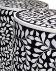 Moroccan Resin & Bone Inlay Side Table - Black Twirl