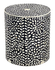Moroccan Resin & Bone Inlay Side Table - Black Twirl