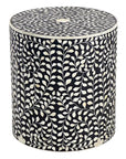 Moroccan Resin & Bone Inlay Side Table - Black Twirl