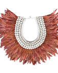 Burnt Orange Feather Wooden Collar - Bali