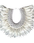 White Feather Wooden Collar - Bali