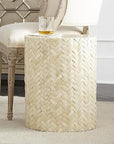 Moroccan Resin & Bone Inlay Side Table - White
