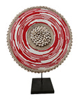 African Beaded Shield - Red/White Mesh