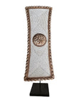 African Beaded Shield - Oblong 60cm White