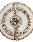 African Beaded Shield - Cowrie Shell - White - eyahomeliving