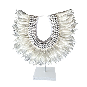 White Feather Wooden Collar - Bali