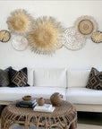 7 Piece White/Natural /Black- Wall Gallery Set (Sun Circles,Porcupine Baskets, Malawi Trays)