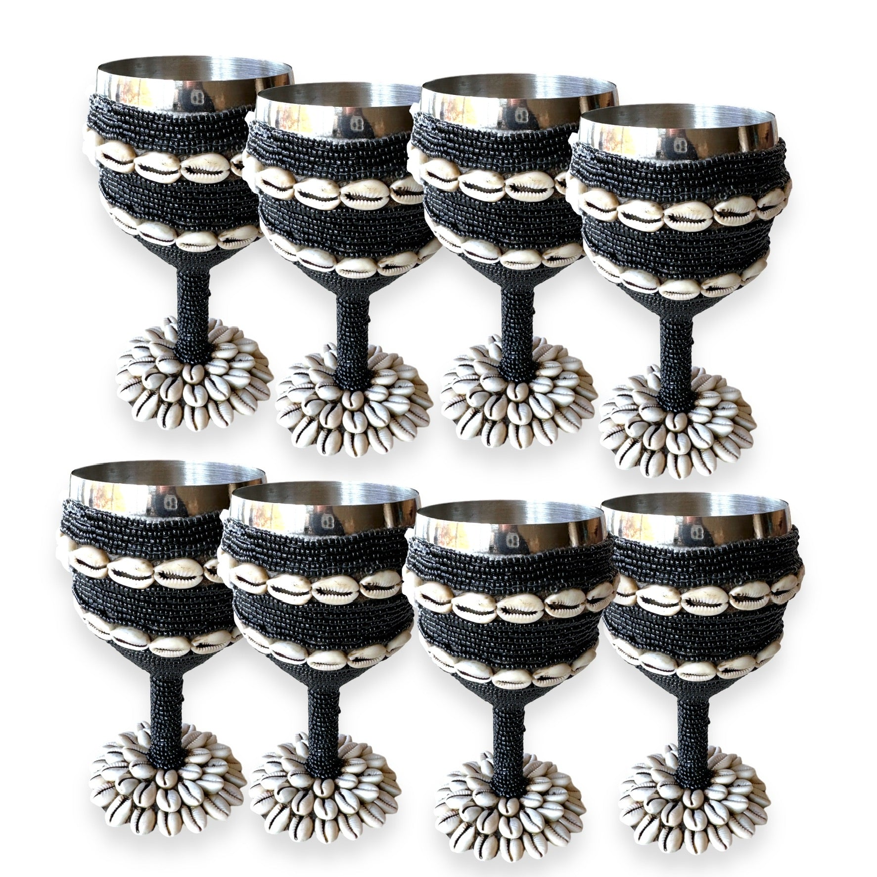 Stainless Steel Wine Goblets - Black/Shell