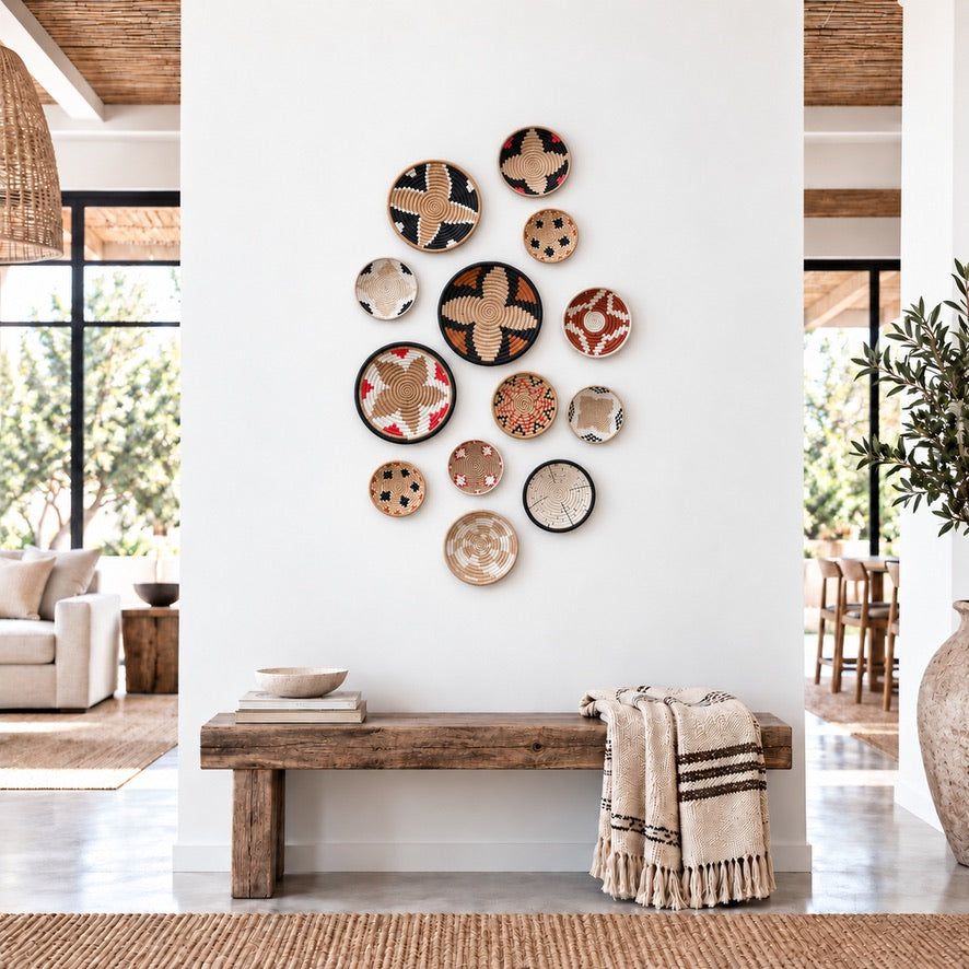 Rwanda Basket Wall Decor Set - 13 Piece Mixed (Sisal Imported)