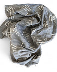 African Mudcloth Throw - Blue/Grey