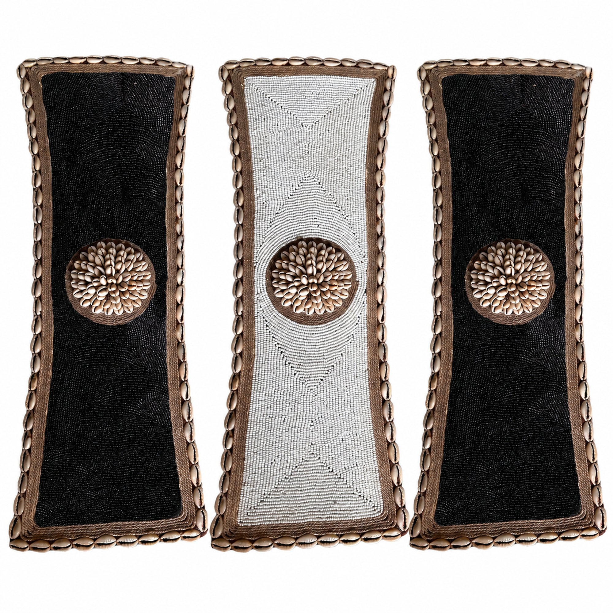 African Beaded Shields - 3 and 2 Piece Set (Oblong)