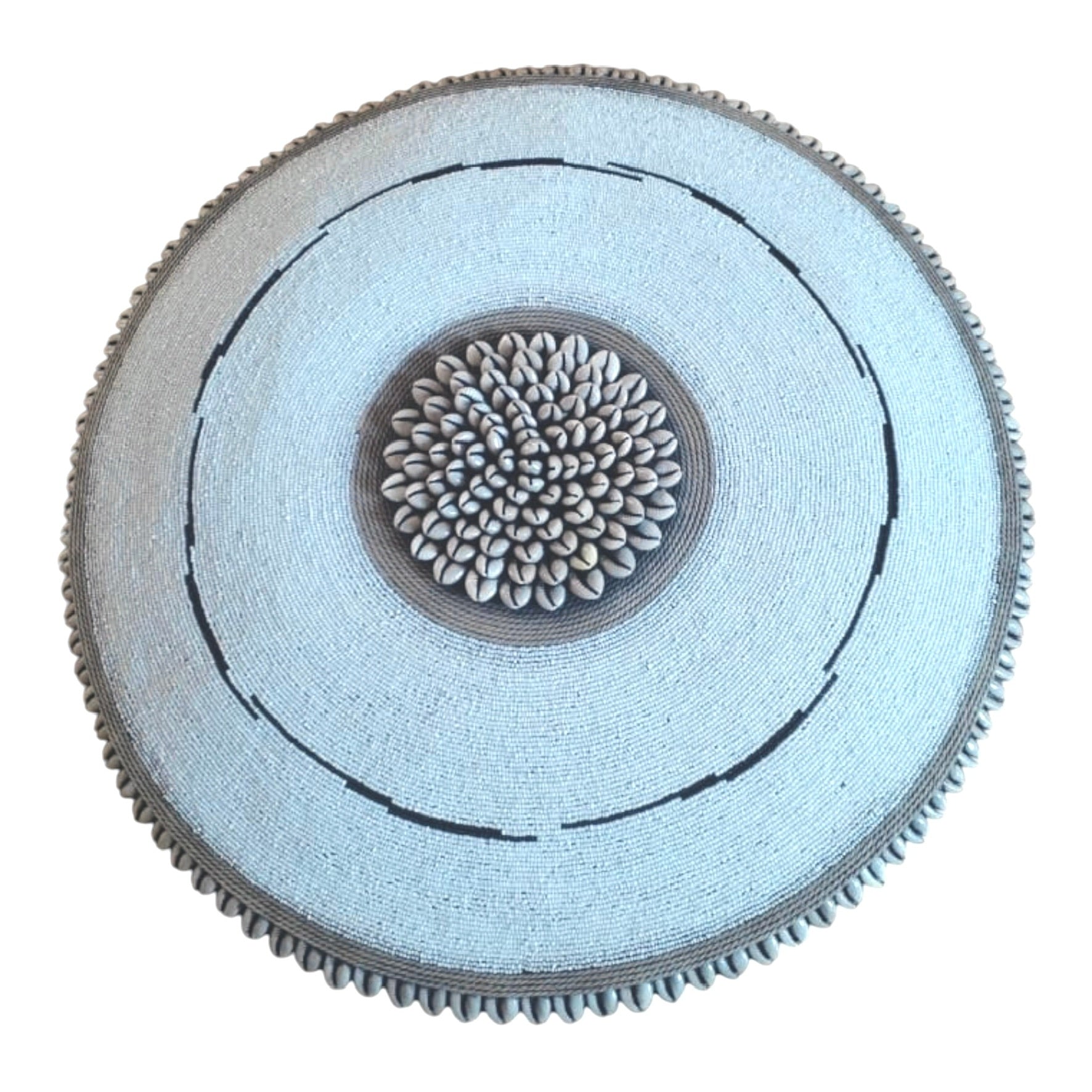 African Beaded Shield - White / Black Mesh