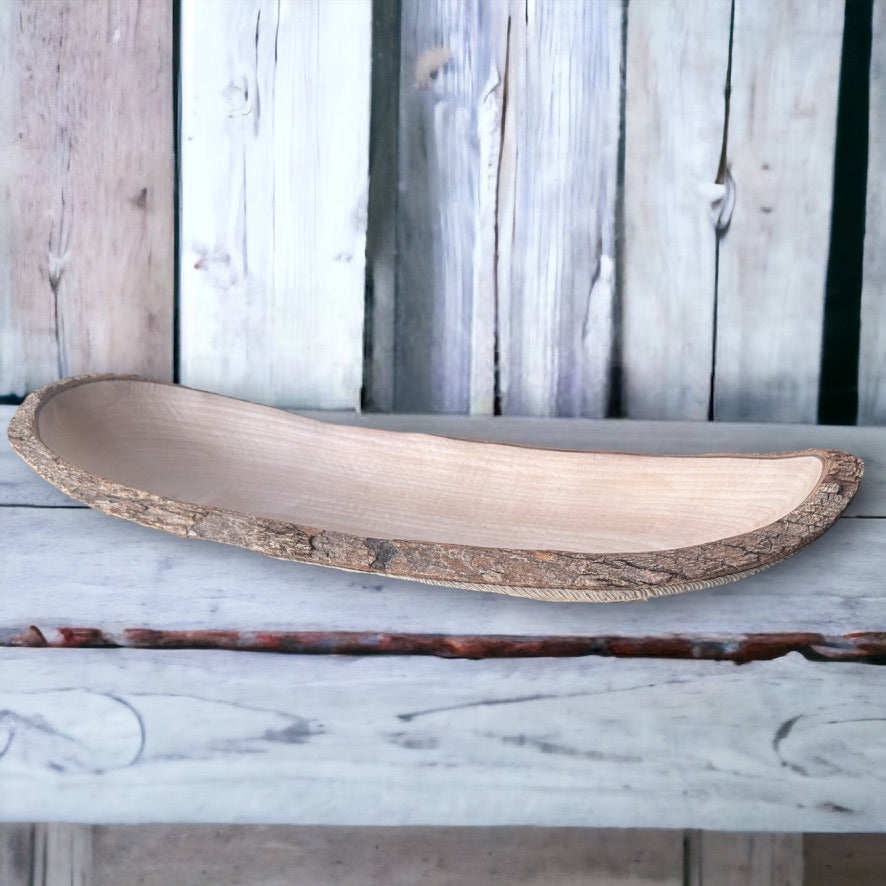 Rustic Hand Carved Wooden Platter